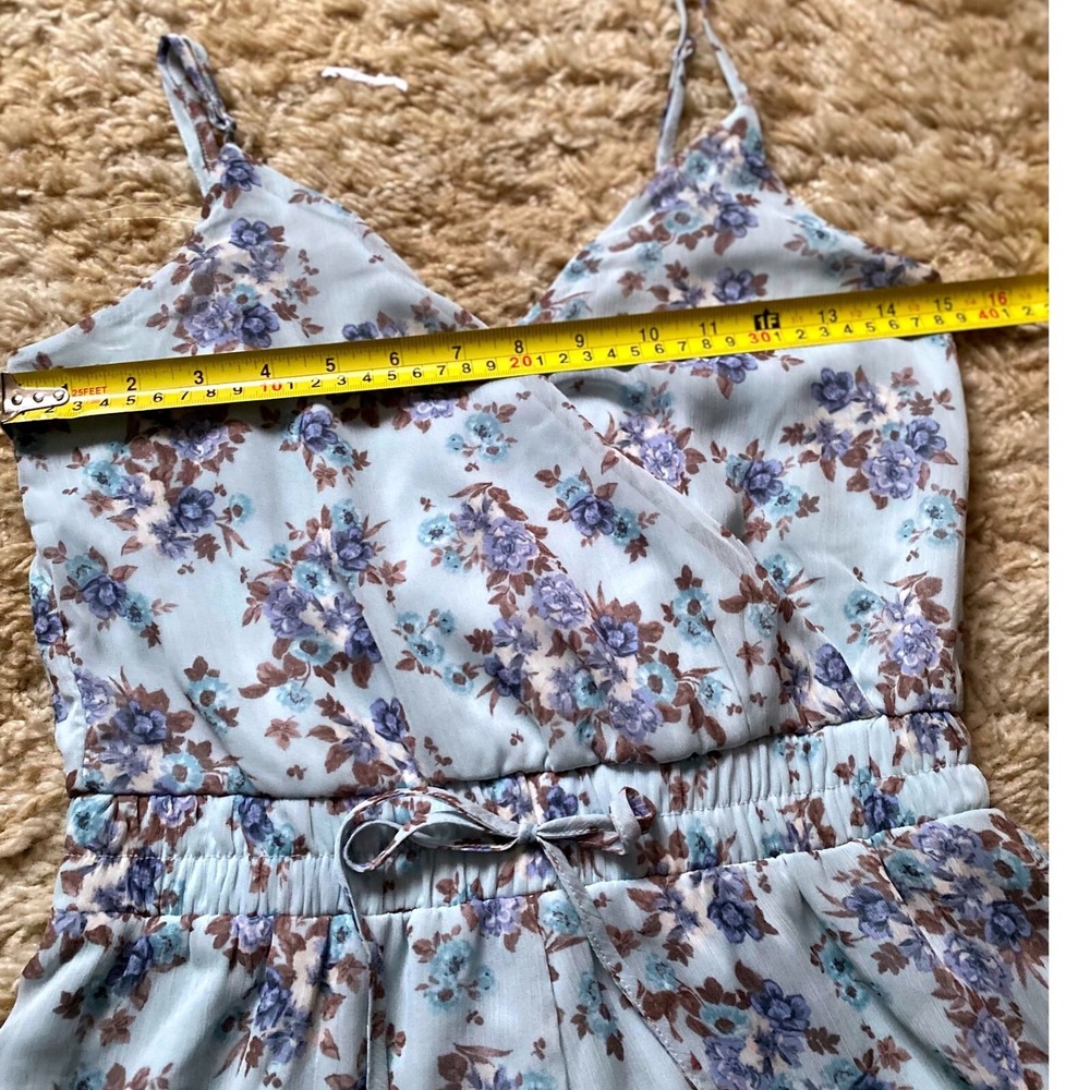 Trixxi Floral Print Romper - Surplice Neck, Drawstring Waist - Size S - Picture 13 of 13